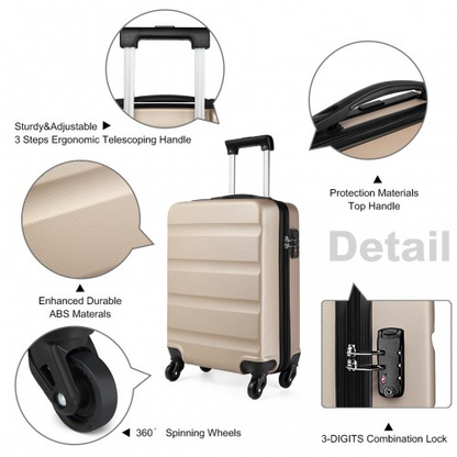Kono 19 Inch Horizontal Design ABS Hard Shell Suitcase With TSA Lock - Gold