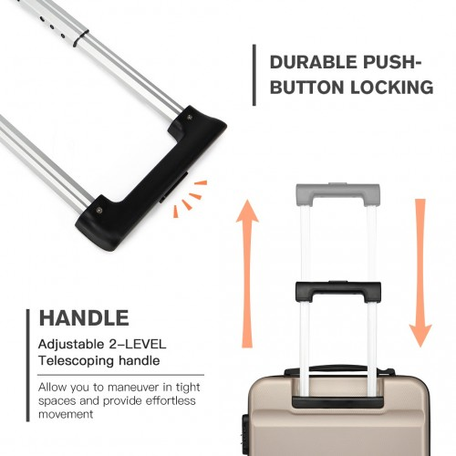 Kono 19 Inch Horizontal Design ABS Hard Shell Suitcase With TSA Lock - Gold