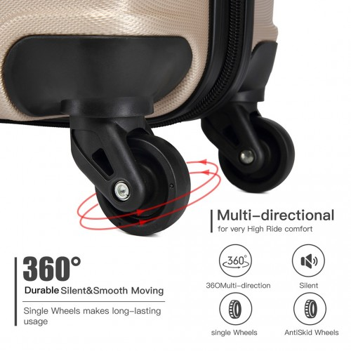 Kono 19 Inch Horizontal Design ABS Hard Shell Suitcase With TSA Lock - Gold