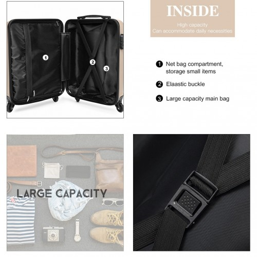 Kono 19 Inch Horizontal Design ABS Hard Shell Suitcase With TSA Lock - Gold