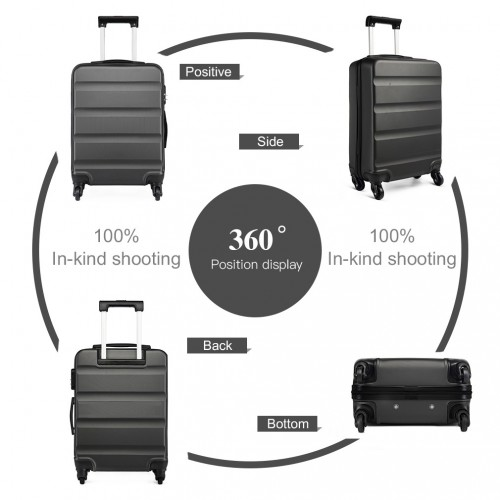 Kono 24 Inch Horizontal Design ABS Hard Shell Suitcase With TSA Lock - Grey | Stylish & Durable Travel Companion