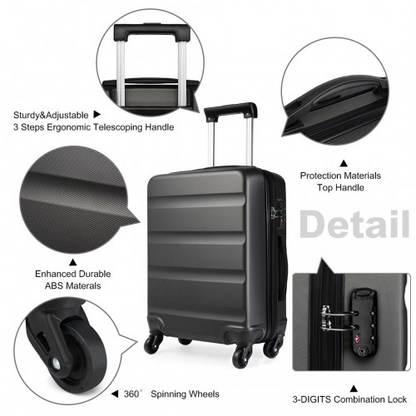 Kono 24 Inch Horizontal Design ABS Hard Shell Suitcase With TSA Lock - Grey | Stylish & Durable Travel Companion