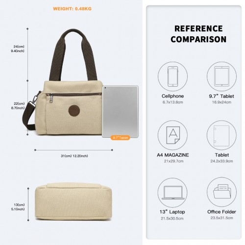 Kono Canvas Multi-Functional Cross Body Bag - Khaki | EH2045 | Versatile & Durable