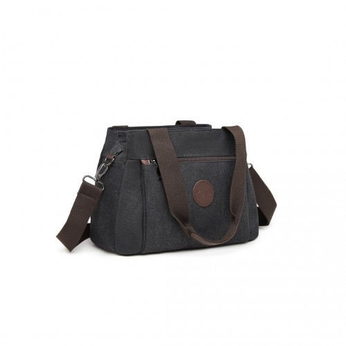 Kono Canvas Multi-Functional Cross Body Bag - Black | Stylish & Versatile Tote