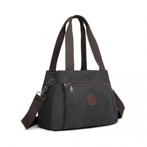 Kono Canvas Multi-Functional Cross Body Bag - Black | Stylish & Versatile Tote