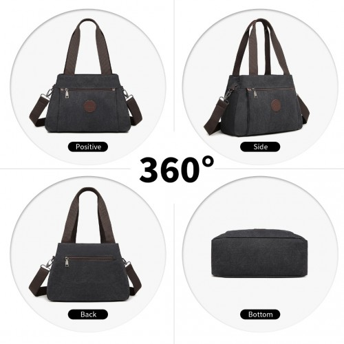 Kono Canvas Multi-Functional Cross Body Bag - Black | Stylish & Versatile Tote