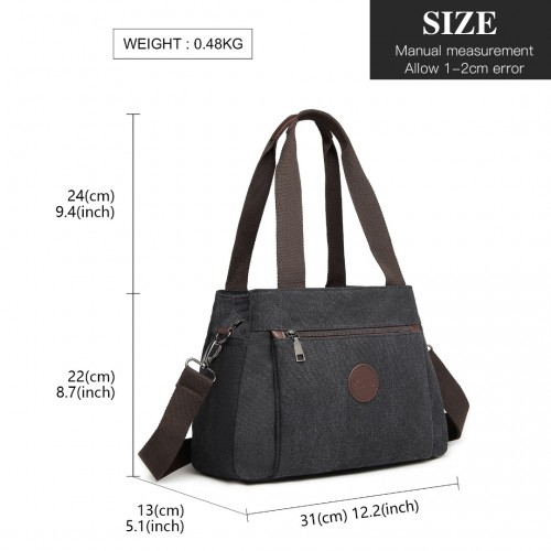 Kono Canvas Multi-Functional Cross Body Bag - Black | Stylish & Versatile Tote