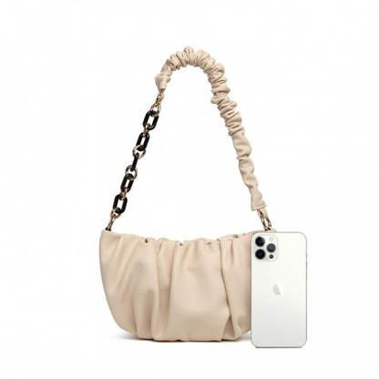 Miss Lulu Premium Chain Cloud-Like Pochette Handbag - Beige | Stylish & Versatile