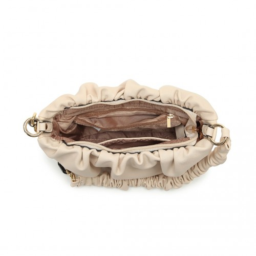 Miss Lulu Premium Chain Cloud-Like Pochette Handbag - Beige | Stylish & Versatile