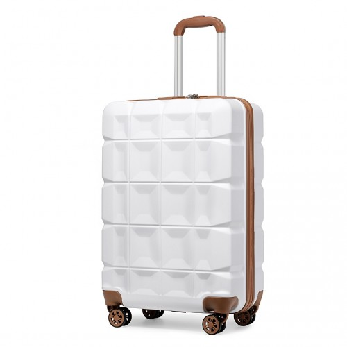 Kono 20 Inch Lightweight Hard Shell ABS Luggage Cabin Suitcase With TSA Lock - White