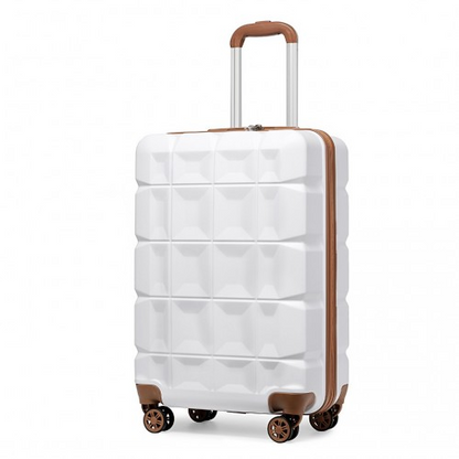 Kono 20 Inch Lightweight Hard Shell ABS Luggage Cabin Suitcase With TSA Lock - White