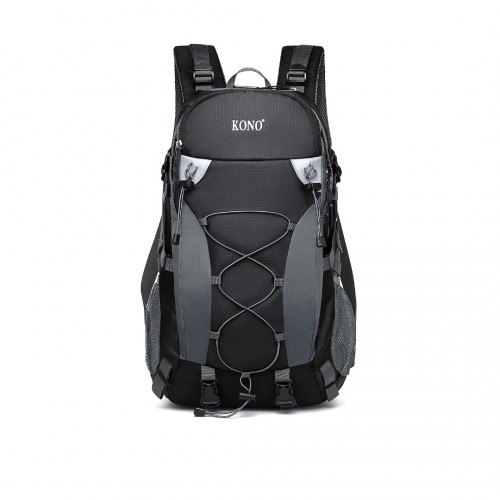 Kono Multi Functional Outdoor Hiking Backpack With Rain Cover - 40L Capacity - Black