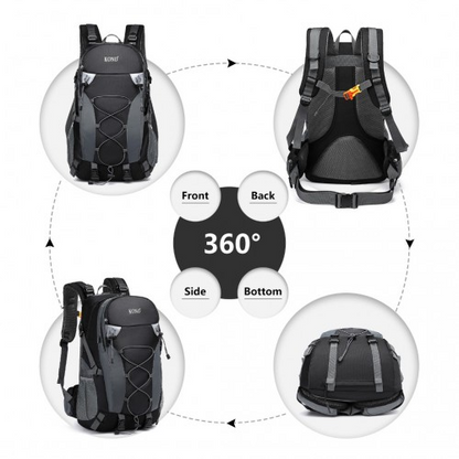 Kono Multi Functional Outdoor Hiking Backpack With Rain Cover - 40L Capacity - Black