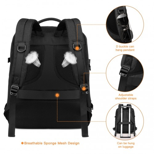 Kono Multi-level High-capacity Cabin Bag Travel Backpack - Black | EM2232