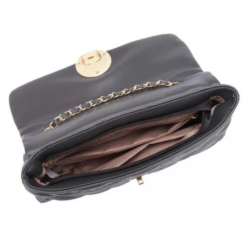 Miss Lulu Smooth Flap Chain Shoulder Bag - Grey | Elegant & Stylish Women's Handbag