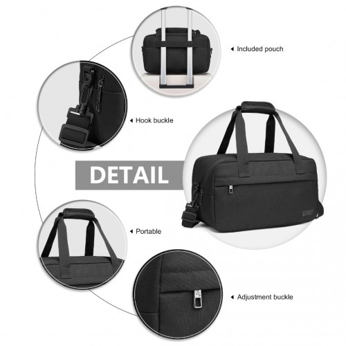 Kono Lightweight Multi Purpose Unisex Sports Travel Duffel Bag - Black | Durable & Versatile Gym, Travel & Hand Luggage Bag