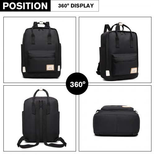 EB2017 - Kono Large Polyester Laptop Backpack - Black | Waterproof & Lightweight