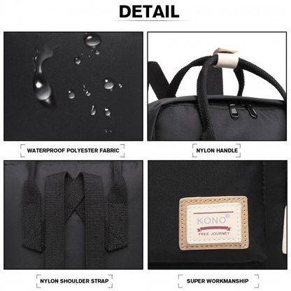 EB2017 - Kono Large Polyester Laptop Backpack - Black | Waterproof & Lightweight