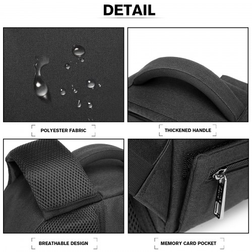 Kono Water Resistant Shockproof DSLR Camera Backpack - Black, for Photographers & Travelers