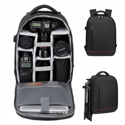 Kono Water Resistant Shockproof DSLR Camera Backpack - Black, for Photographers & Travelers
