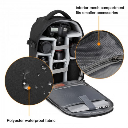 Kono Water Resistant Shockproof DSLR Camera Backpack - Black, for Photographers & Travelers