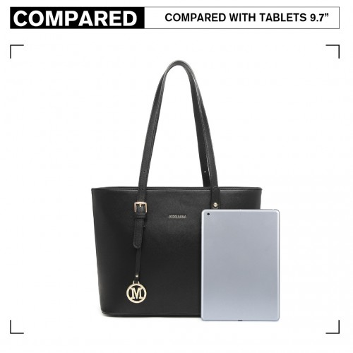 Miss Lulu 4 Piece Classic Sleek Handbag Set - Black | LG2110 | Versatile & Stylish