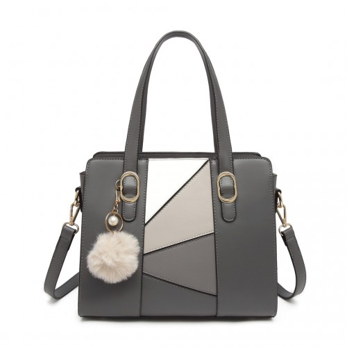 Miss Lulu Colour Block Cross-Body Handbag - Grey | Stylish & Versatile