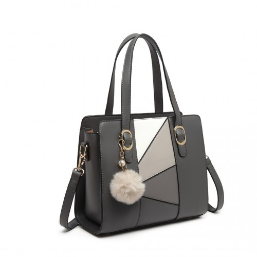 Miss Lulu Colour Block Cross-Body Handbag - Grey | Stylish & Versatile