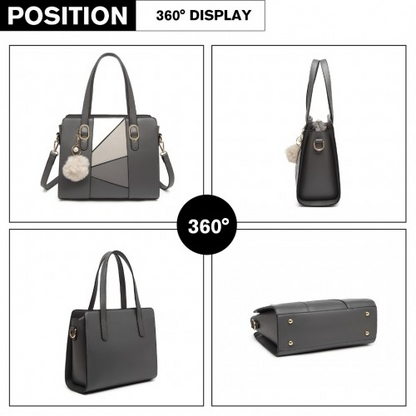 Miss Lulu Colour Block Cross-Body Handbag - Grey | Stylish & Versatile