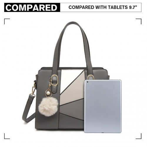 Miss Lulu Colour Block Cross-Body Handbag - Grey | Stylish & Versatile