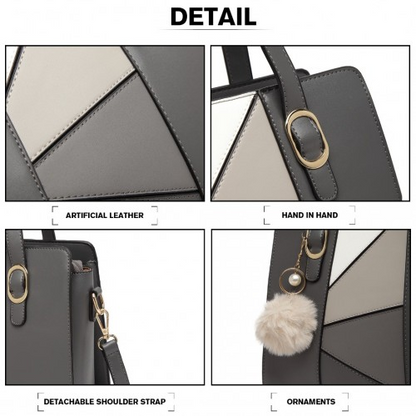 Miss Lulu Colour Block Cross-Body Handbag - Grey | Stylish & Versatile