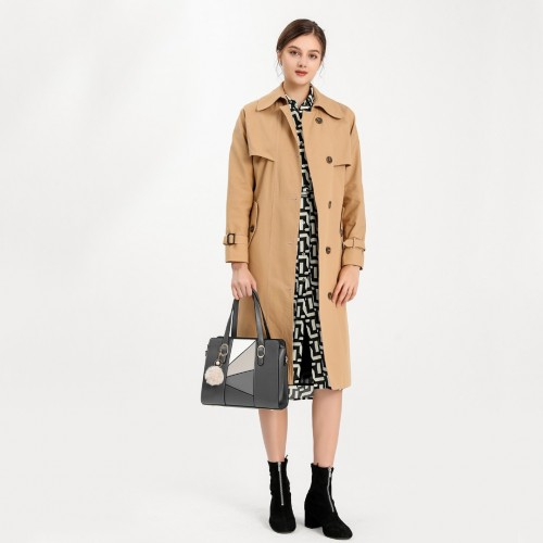 Miss Lulu Colour Block Cross-Body Handbag - Grey | Stylish & Versatile