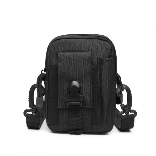 Kono Casual Small Canvas Cross Body Bag - Black | Lightweight & Durable Traveler's Choice