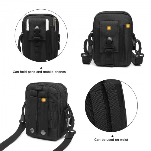 Kono Casual Small Canvas Cross Body Bag - Black | Lightweight & Durable Traveler's Choice