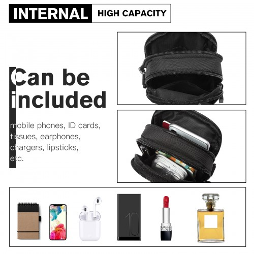 Kono Casual Small Canvas Cross Body Bag - Black | Lightweight & Durable Traveler's Choice