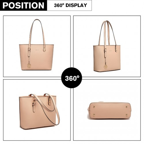 Miss Lulu 4 Piece Classic Sleek Handbag Set - Pink | Stylish & Versatile