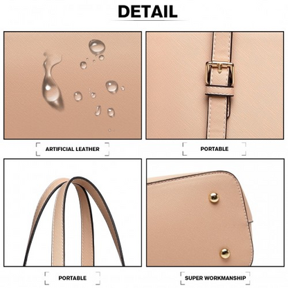 Miss Lulu 4 Piece Classic Sleek Handbag Set - Pink | Stylish & Versatile