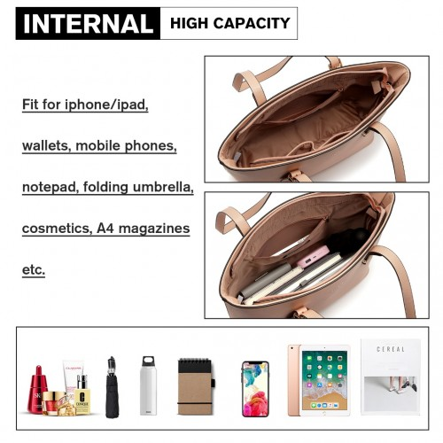 Miss Lulu 4 Piece Classic Sleek Handbag Set - Pink | Stylish & Versatile