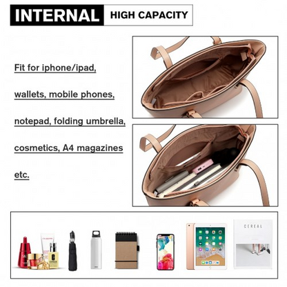 Miss Lulu 4 Piece Classic Sleek Handbag Set - Pink | Stylish & Versatile