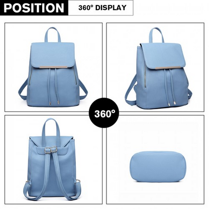 Miss Lulu Light Blue Faux Leather Fashion Backpack – Stylish & Durable for Everyday Use