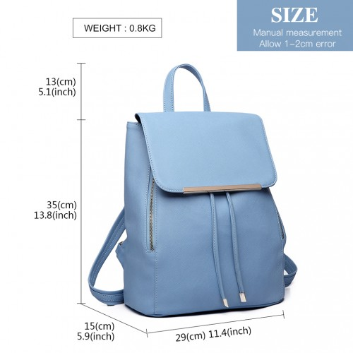 Miss Lulu Light Blue Faux Leather Fashion Backpack – Stylish & Durable for Everyday Use
