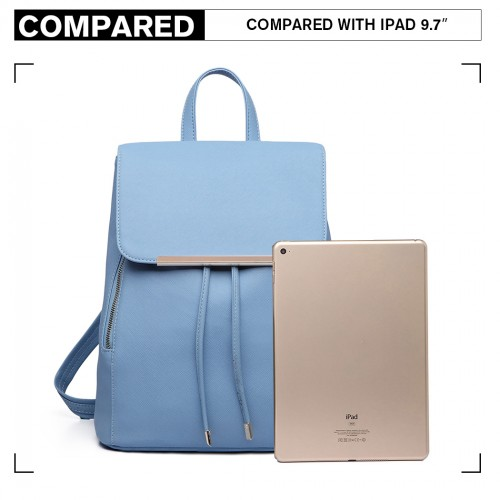 Miss Lulu Light Blue Faux Leather Fashion Backpack – Stylish & Durable for Everyday Use