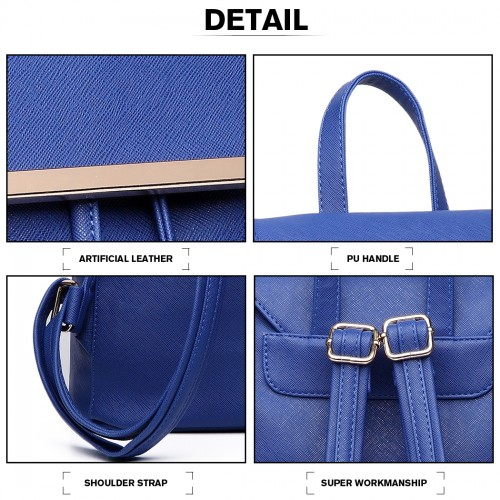 Miss Lulu Faux Leather Stylish Fashion Backpack in Navy - Premium Quality, Versatile Use