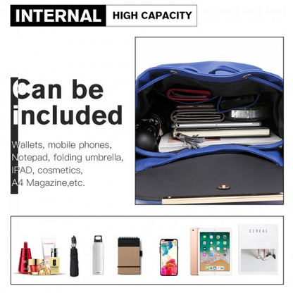 Miss Lulu Faux Leather Stylish Fashion Backpack in Navy - Premium Quality, Versatile Use