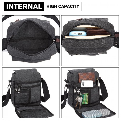 Kono Multi Pocket Cross Body Shoulder Bag - Black | E1971 - Durable & Stylish