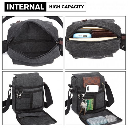 Kono Multi Pocket Cross Body Shoulder Bag - Black | E1971 - Durable & Stylish