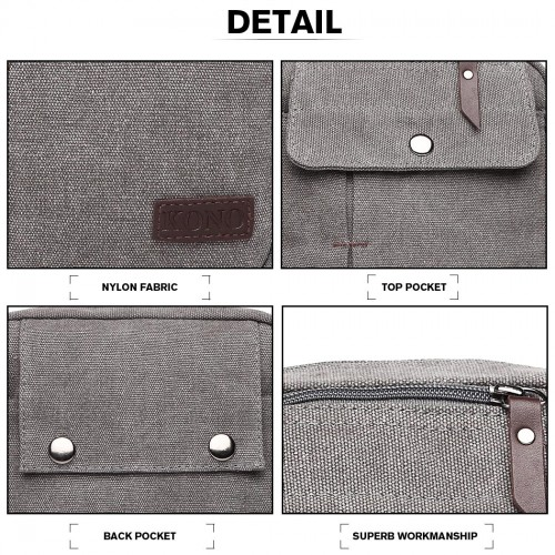 E1971 - Kono Multi Pocket Cross Body Shoulder Bag - Grey | Durable & Stylish Daily Companion