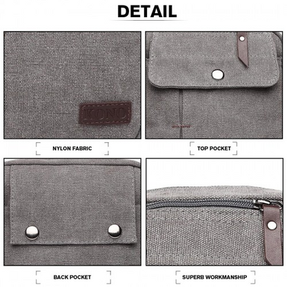 E1971 - Kono Multi Pocket Cross Body Shoulder Bag - Grey | Durable & Stylish Daily Companion