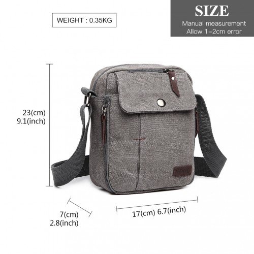 E1971 - Kono Multi Pocket Cross Body Shoulder Bag - Grey | Durable & Stylish Daily Companion