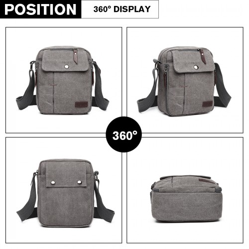 E1971 - Kono Multi Pocket Cross Body Shoulder Bag - Grey | Durable & Stylish Daily Companion